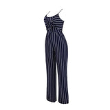 Navy Striped Casual Jumpsuit